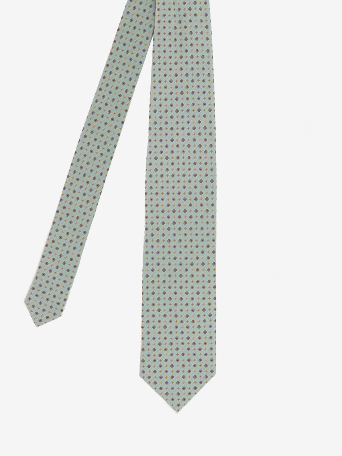 Green micro-pattern silk tie