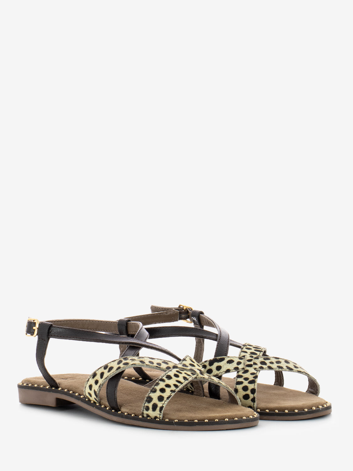 Ponyskin cross-strap sandal