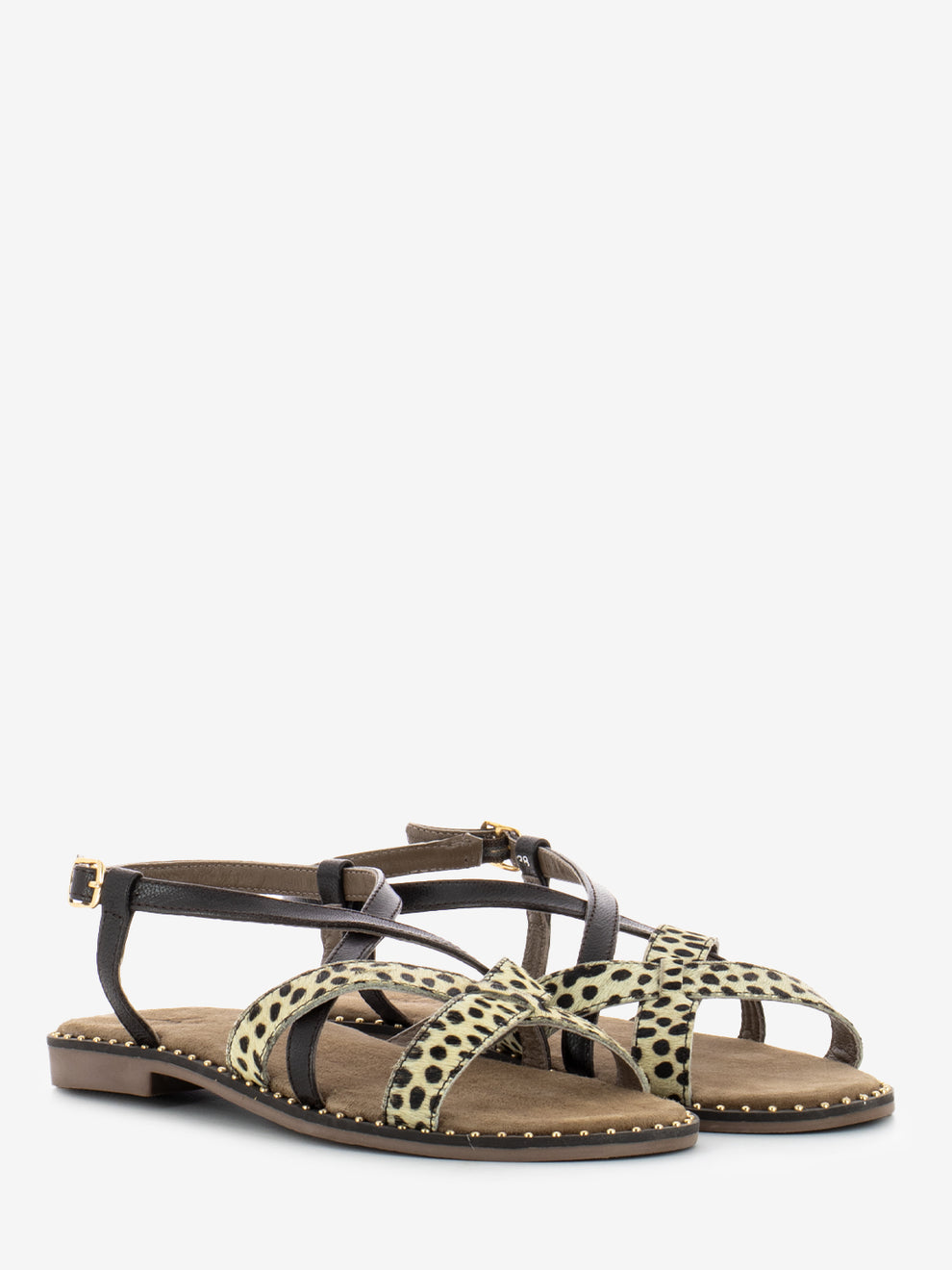 Ponyskin cross-strap sandal