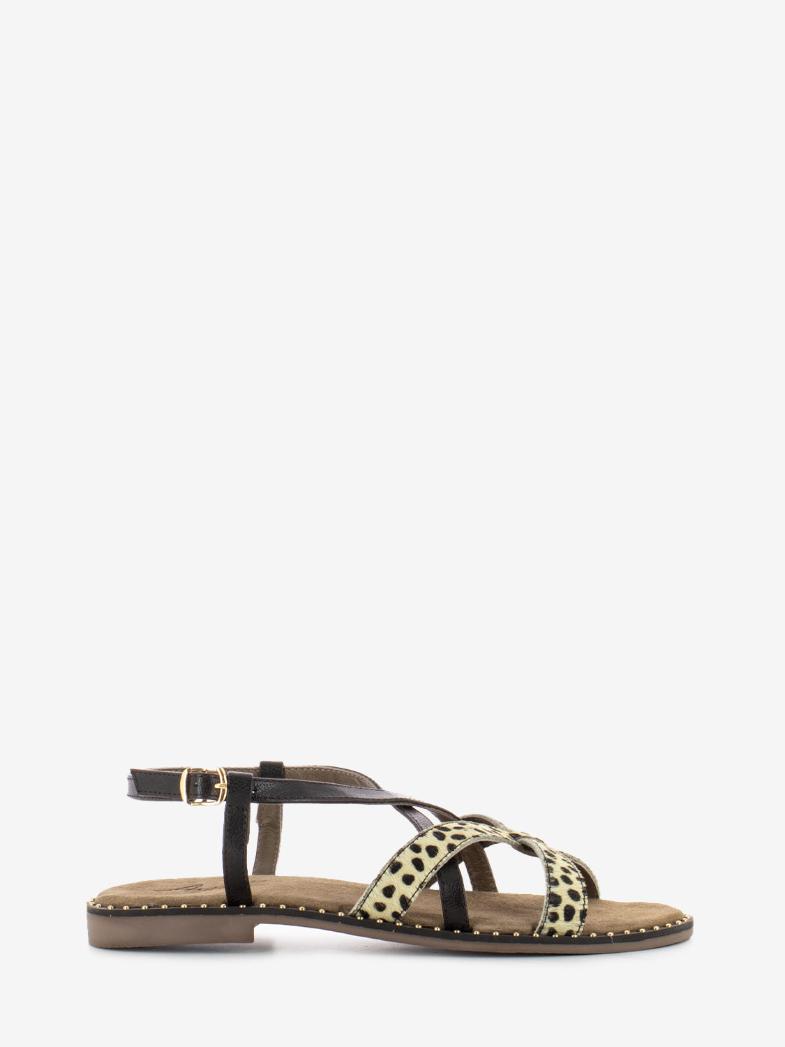 Ponyskin cross-strap sandal