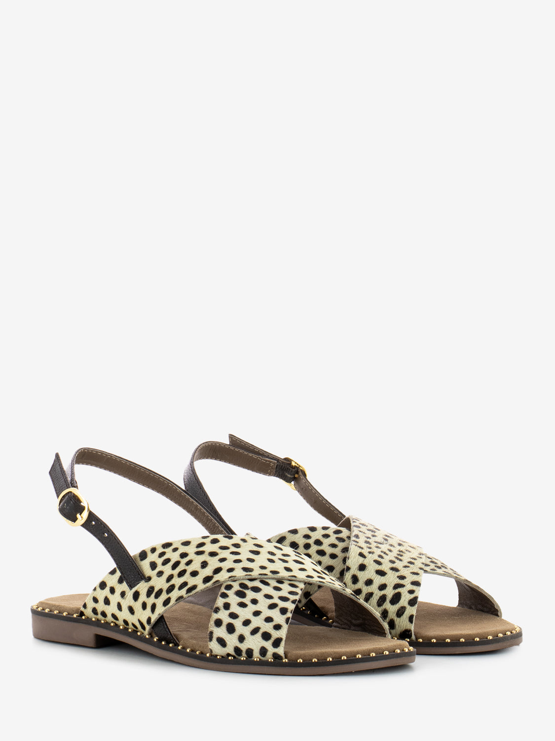 Ponyskin crossed sandal