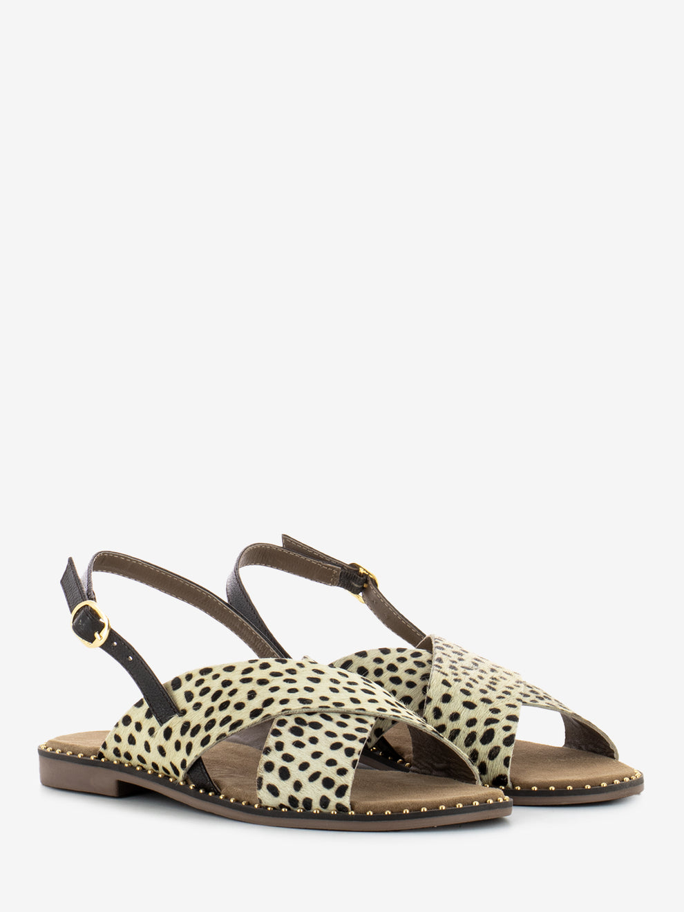 Ponyskin crossed sandal