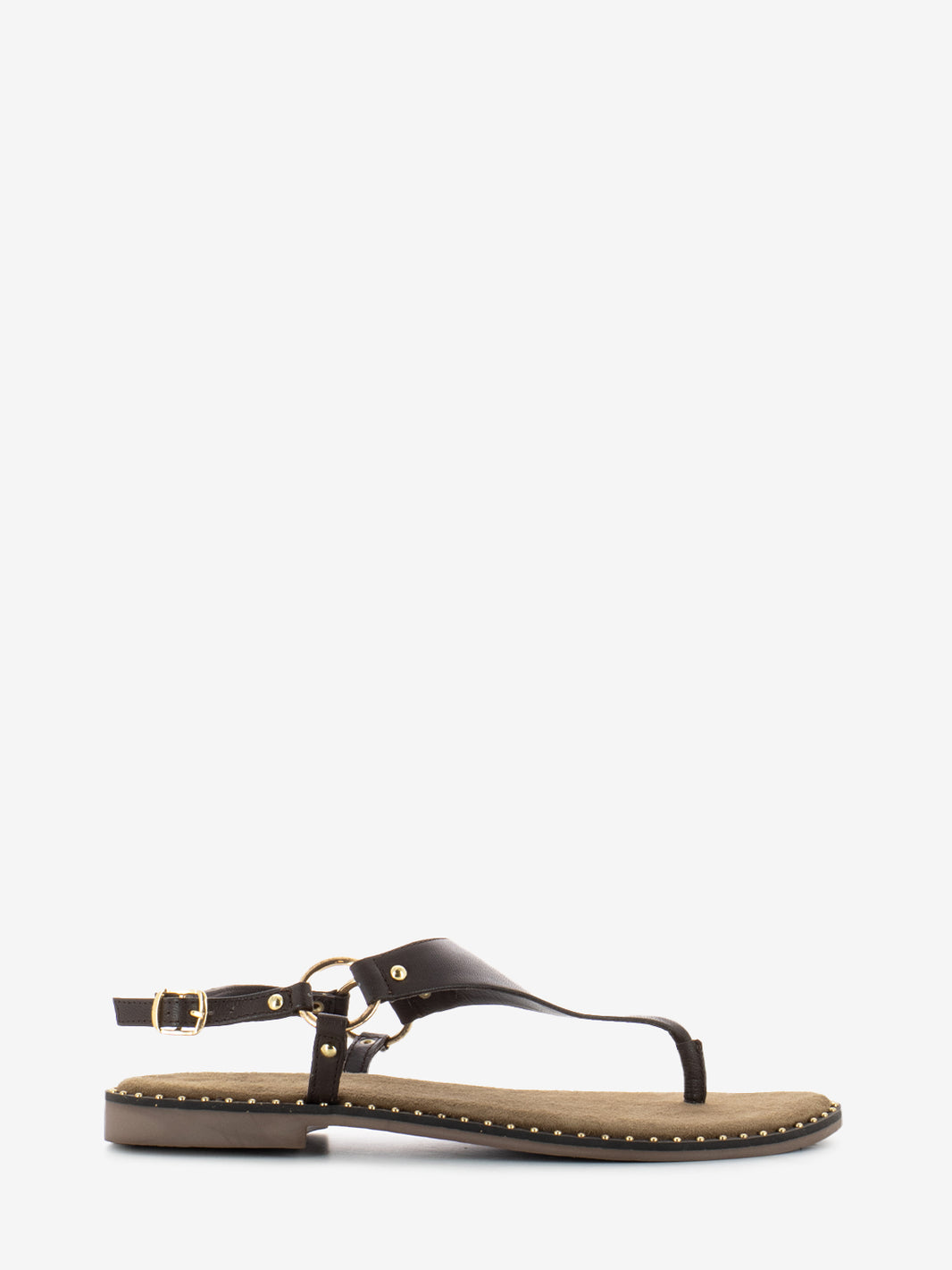 Brown studded flip flop sandal