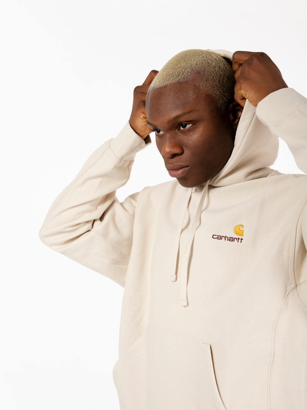 Hooded american script sweat moonbeam 