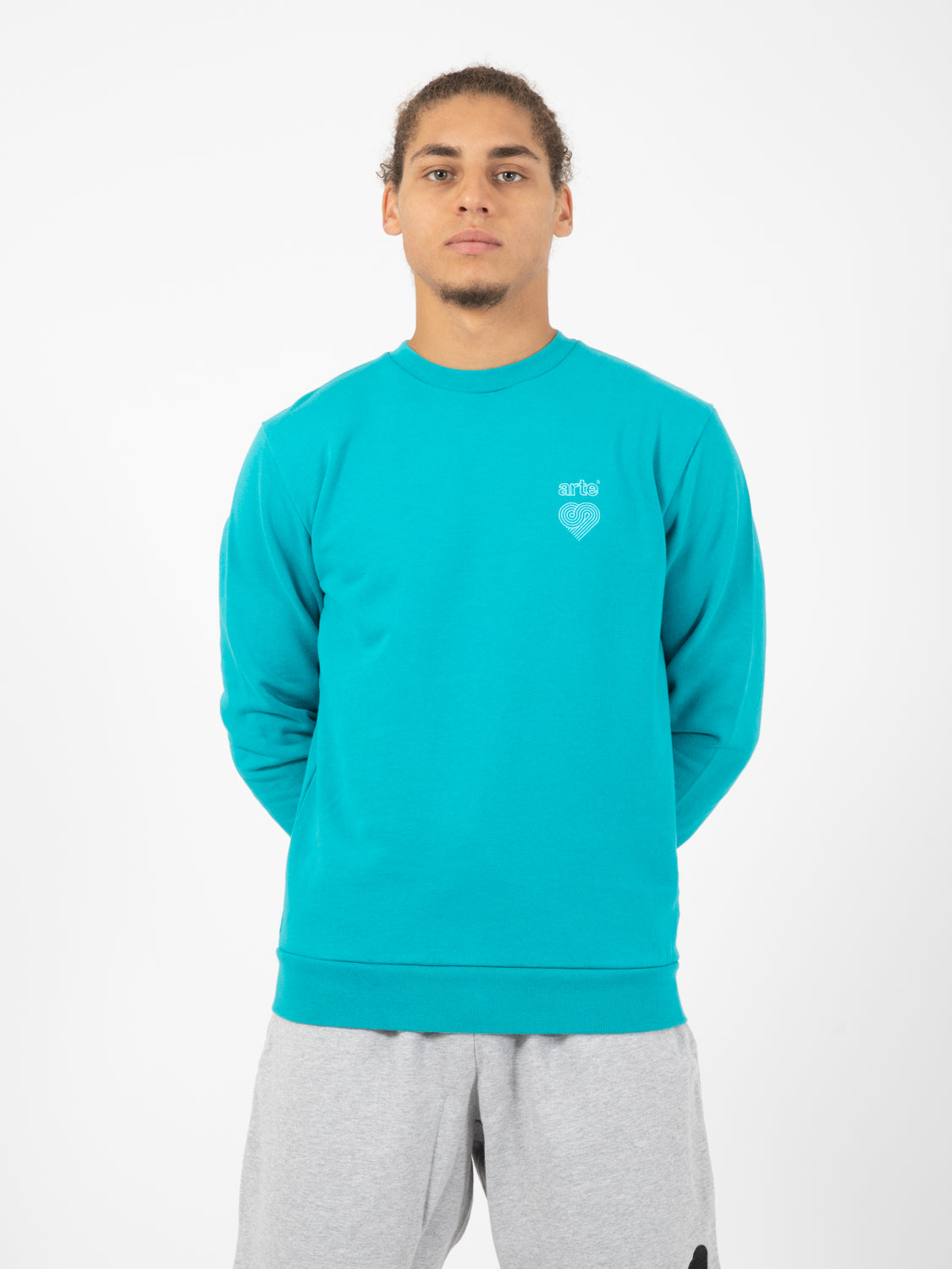 Felpa new chest heart logo crewneck lake blue