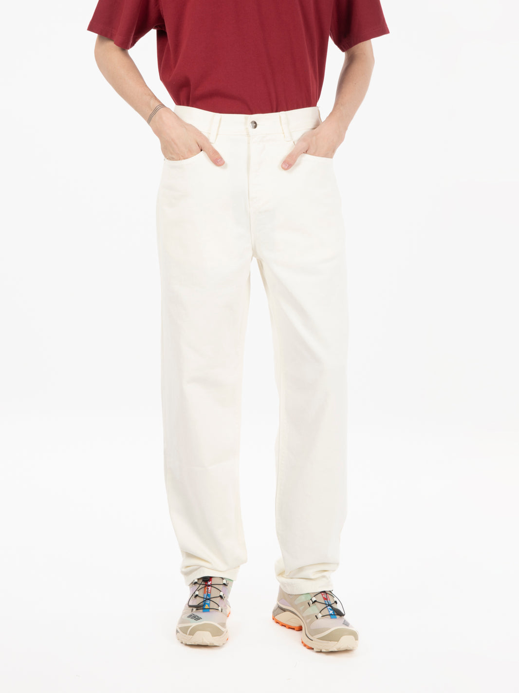 Poage back heart cream trousers