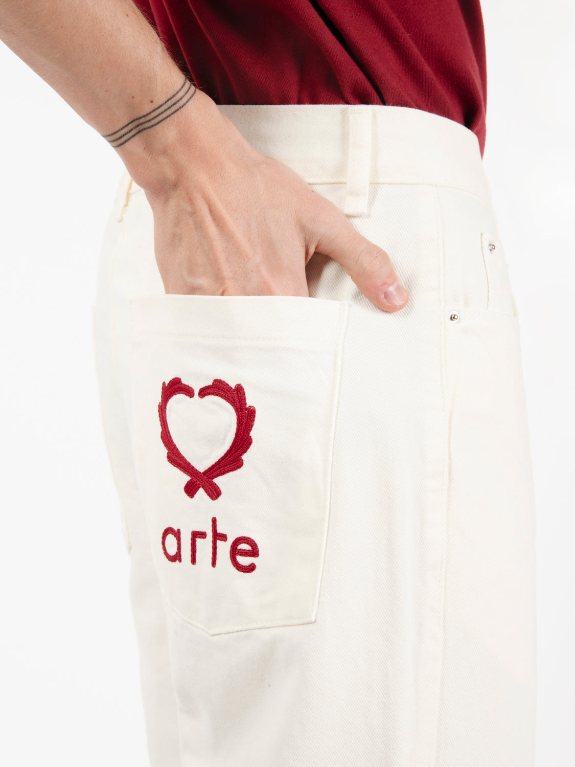 Poage back heart cream trousers