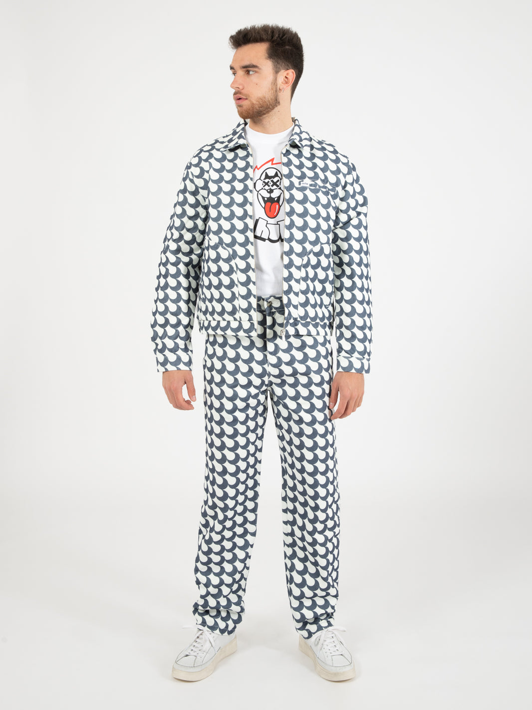 Pants Paul Bau print navy / white