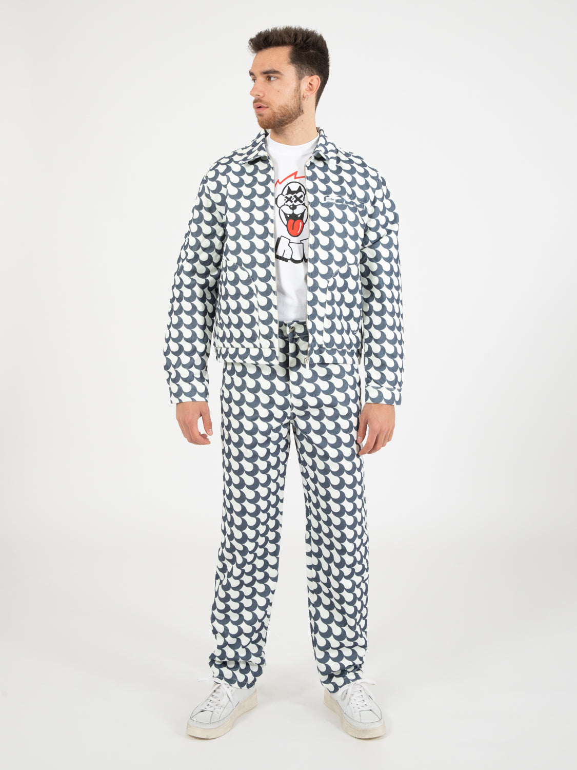 Pants Paul Bau print navy / white