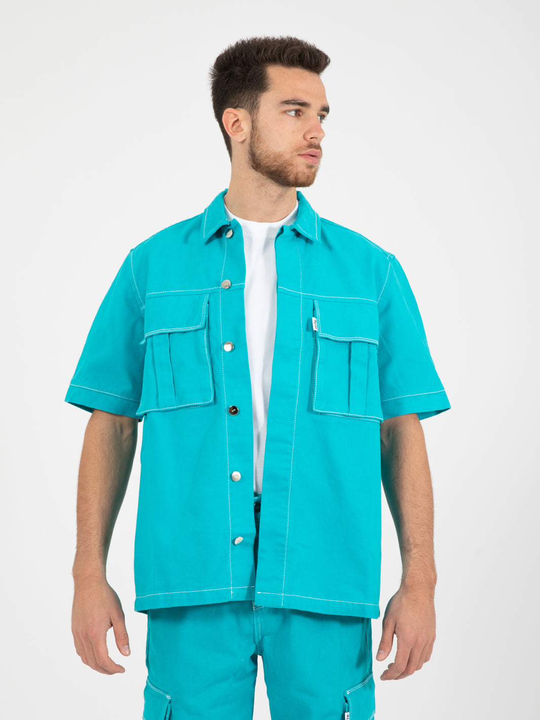 Shirt Peter detail pocket lake blue