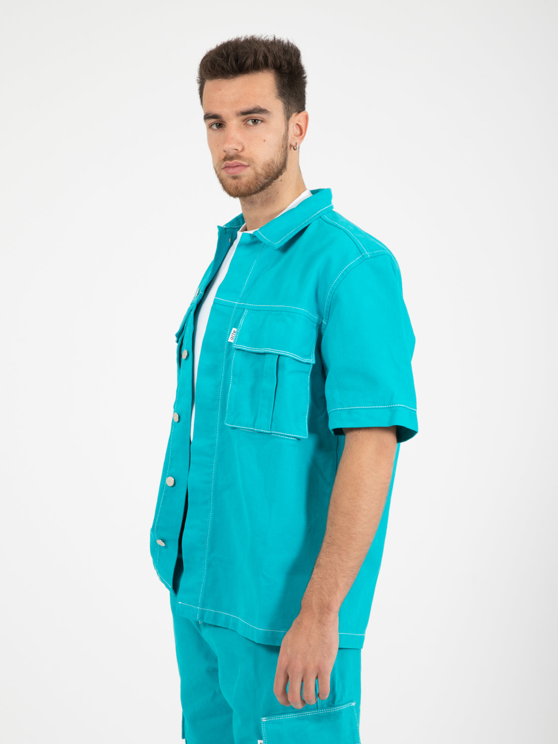 Shirt Peter detail pocket lake blue
