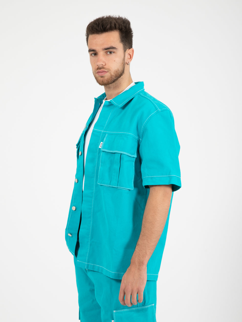 Shirt Peter detail pocket lake blue
