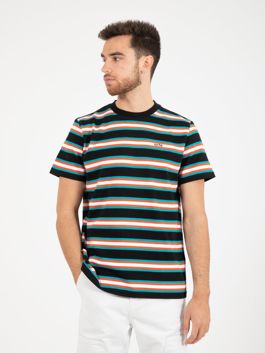 Allover striped black T-shirt