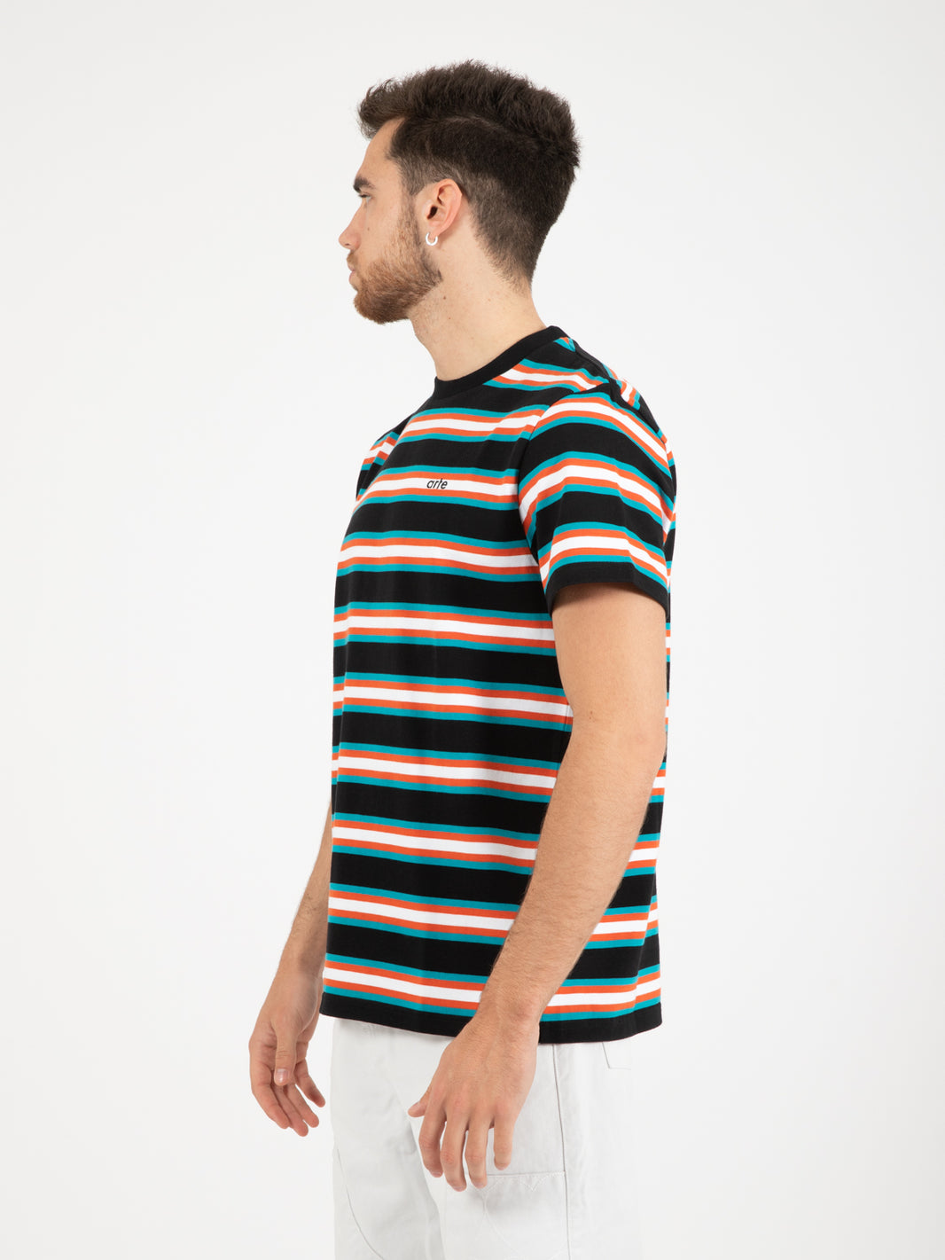 Allover striped black T-shirt
