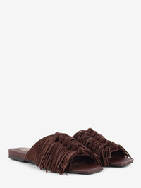 Marsala fringed suede slipper