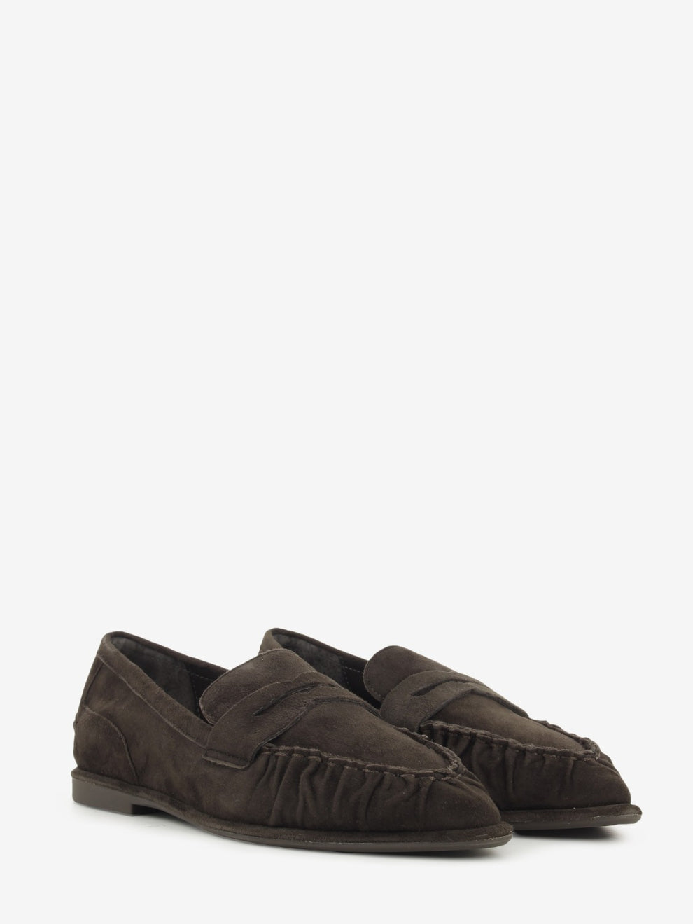 Mocassini a punta in suede testa di moro
