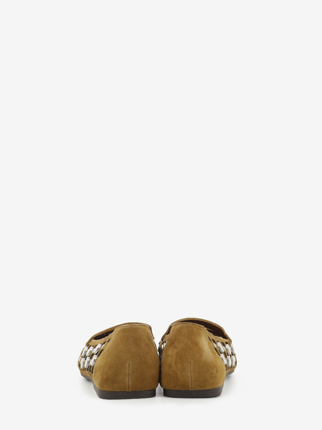 Brown studded suede loafers