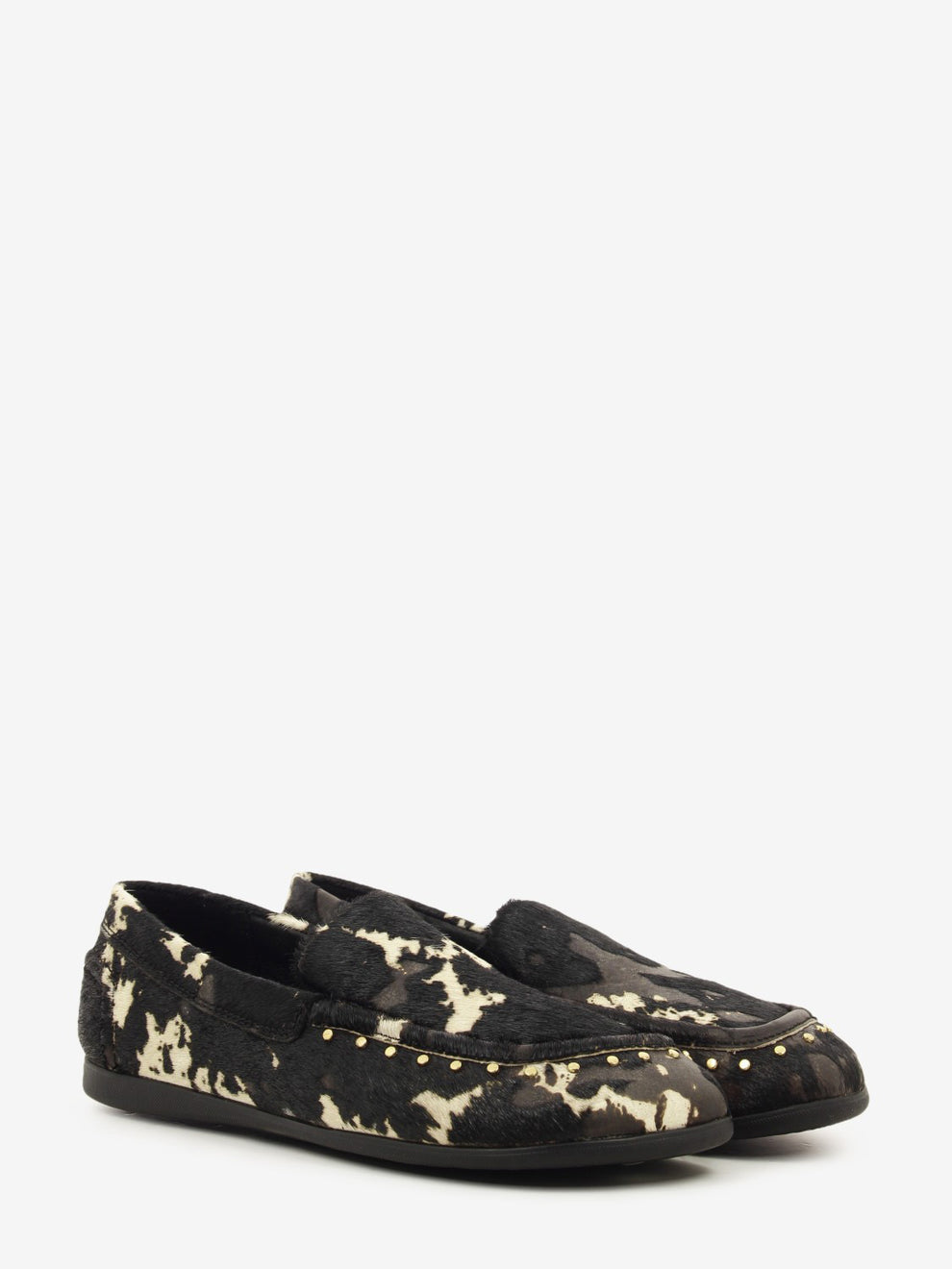 JASPER03 EDGY BLACK PONY COW LOAFER