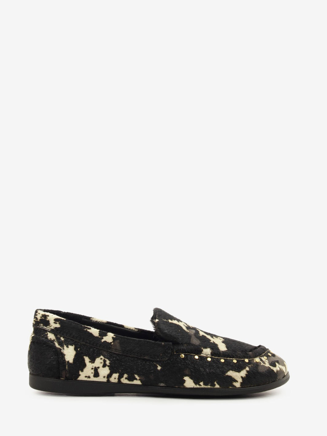 Jasper pony-hair cow-print edgy black loafers