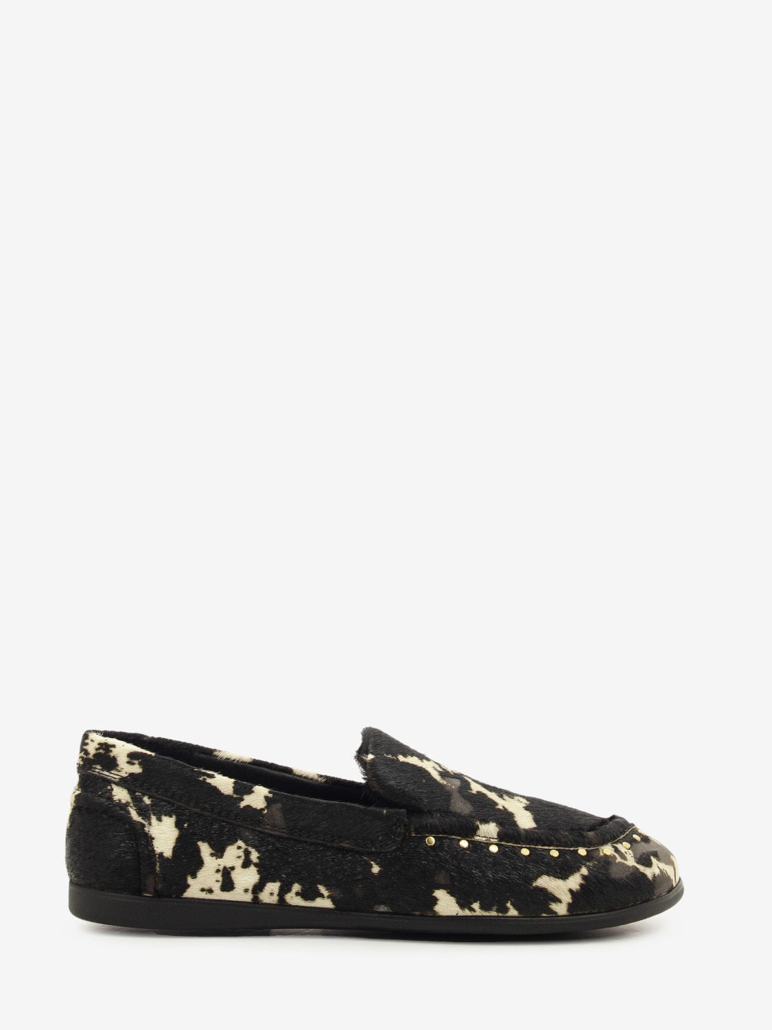 JASPER03 EDGY BLACK PONY COW LOAFER