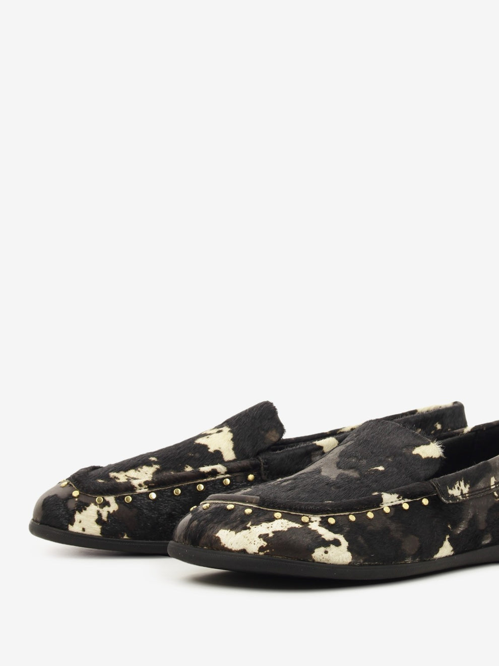 JASPER03 EDGY BLACK PONY COW LOAFER