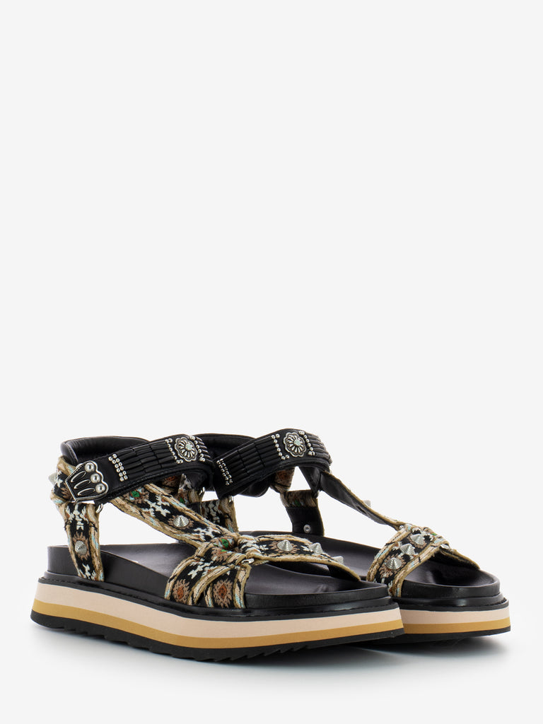 ASH - Sandali Ugo Bis ethnic ribbon black / nude