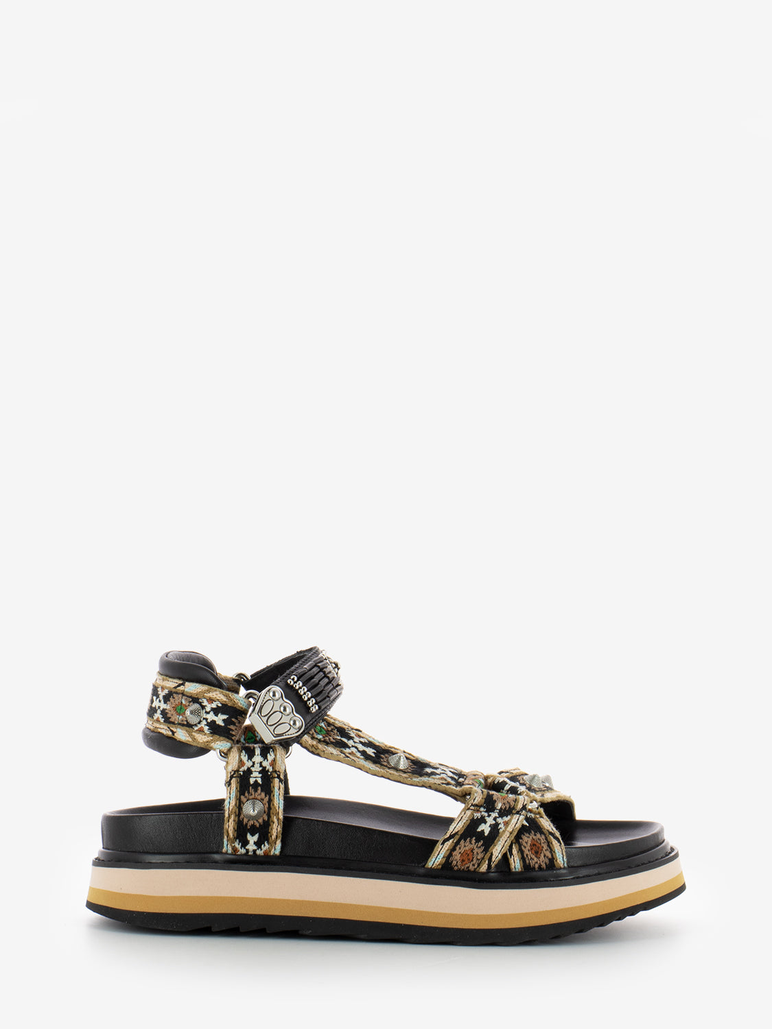 Sandali Ugo Bis ethnic ribbon black / nude