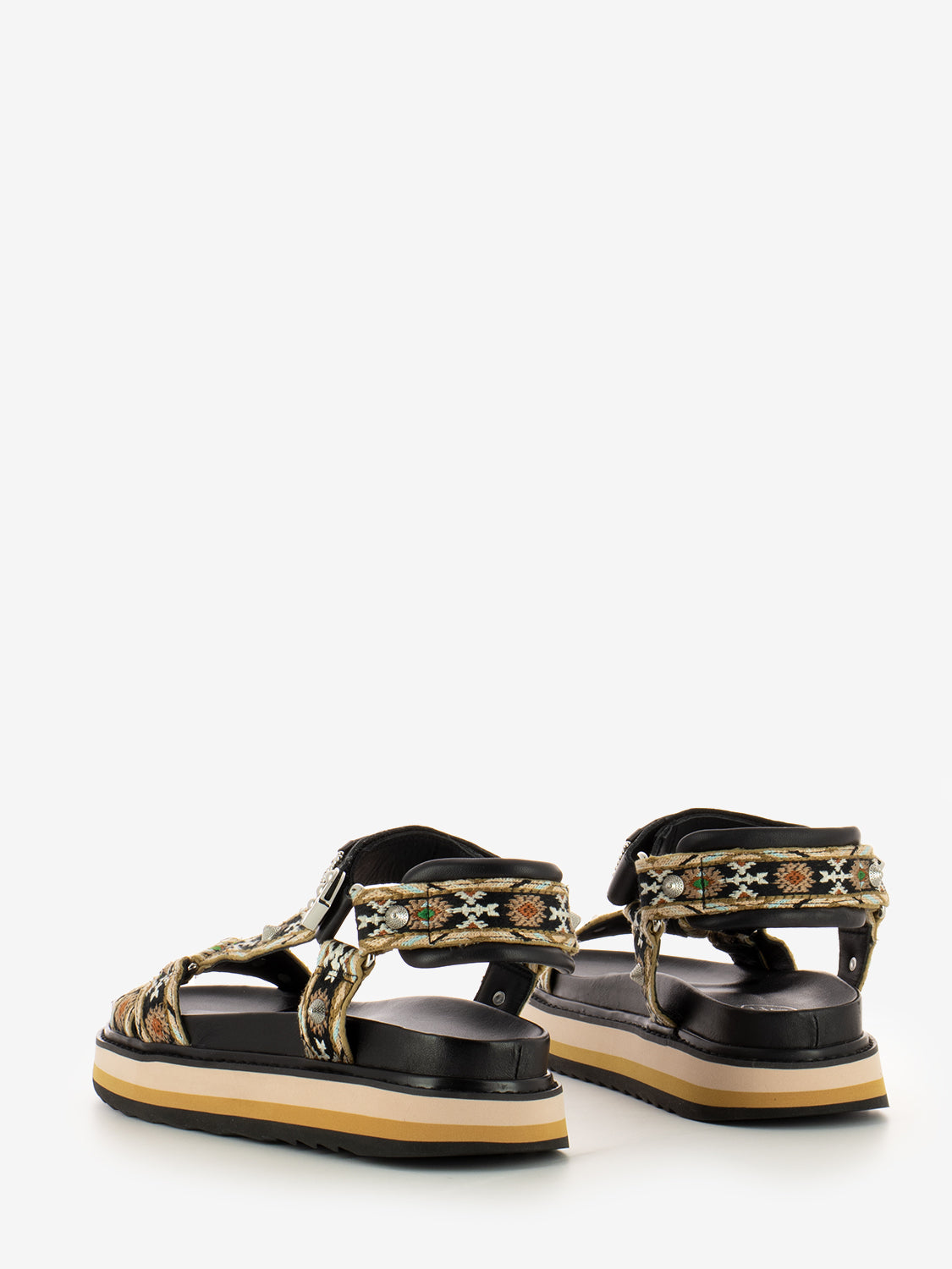 Sandali Ugo Bis ethnic ribbon black / nude
