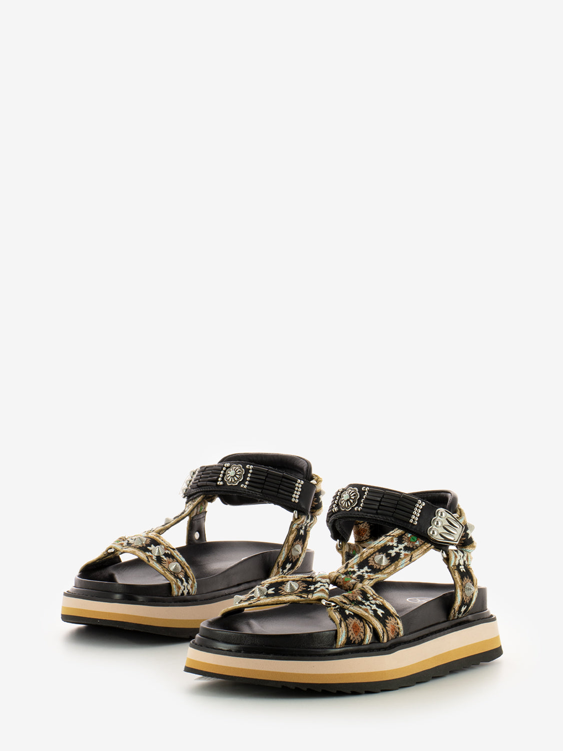 Sandali Ugo Bis ethnic ribbon black / nude