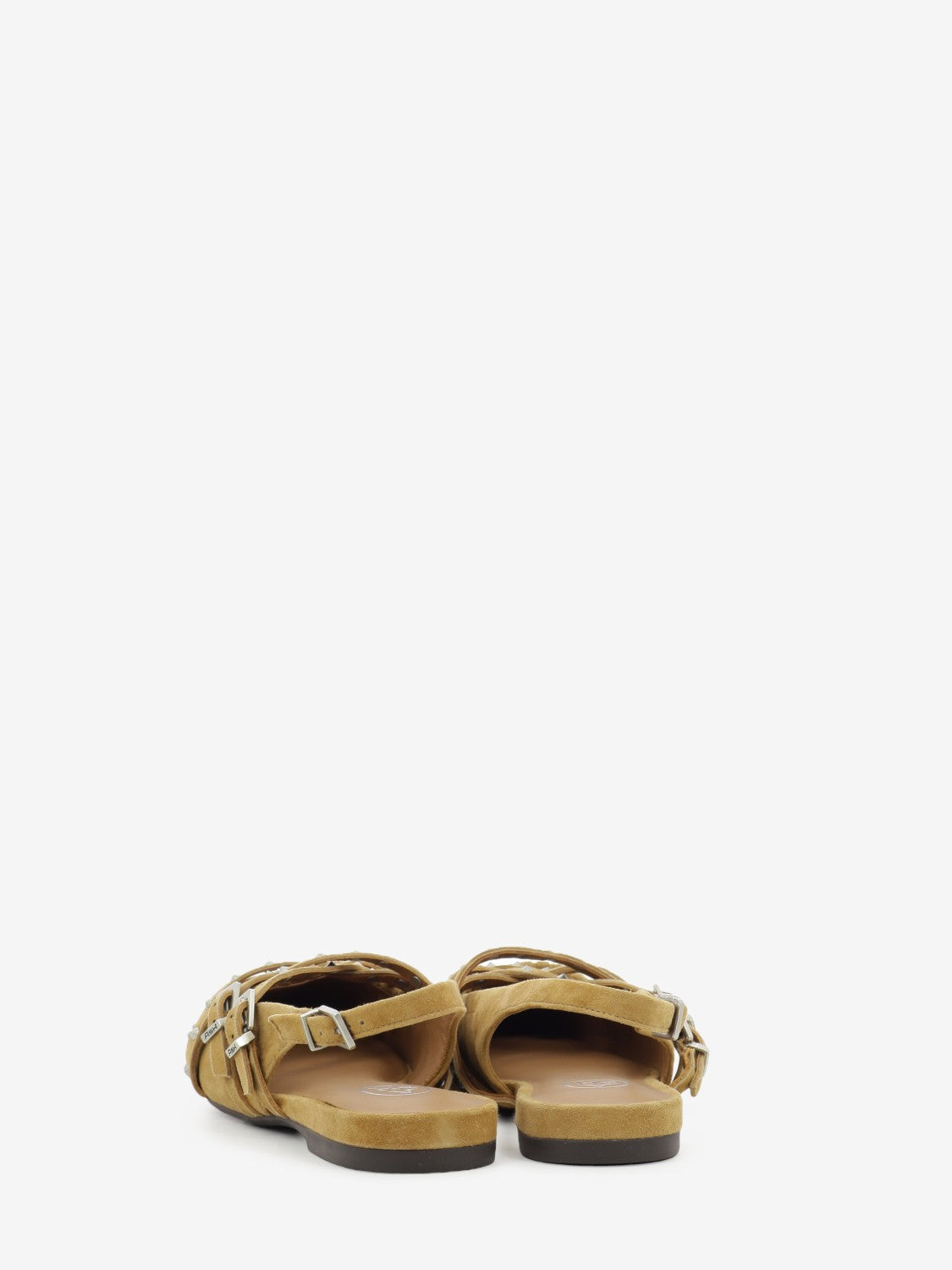Slingback in suede con borchie moka mou