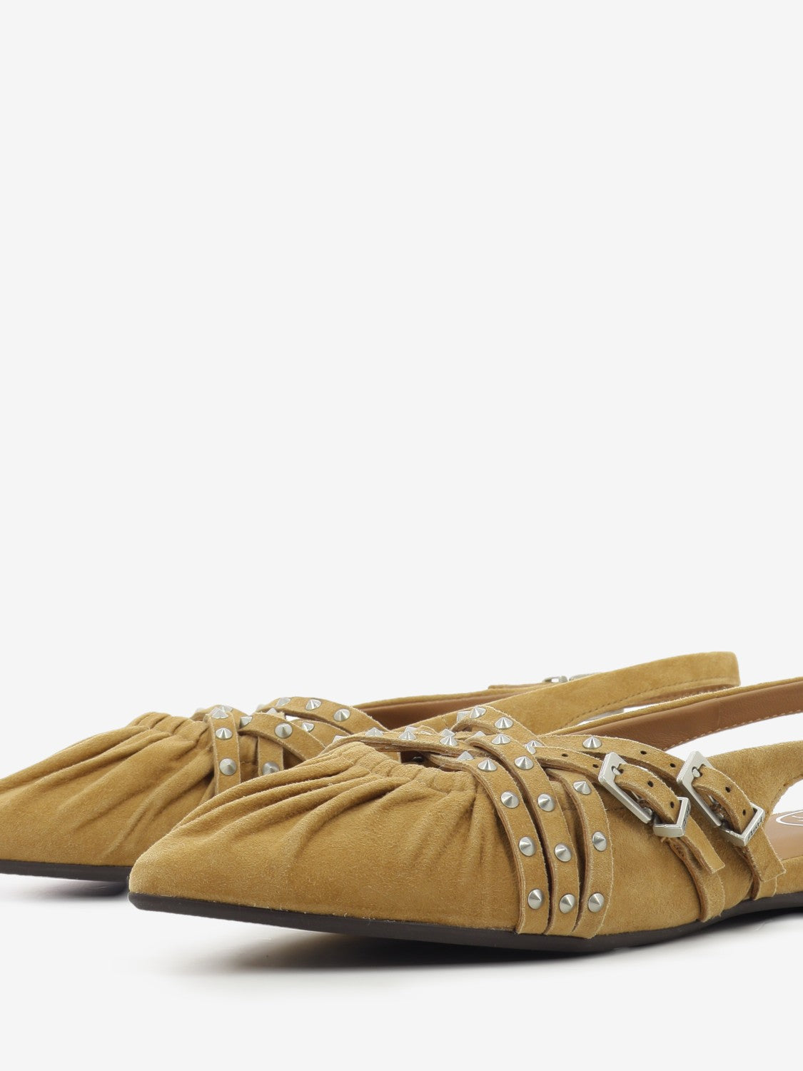 Slingback in suede con borchie moka mou