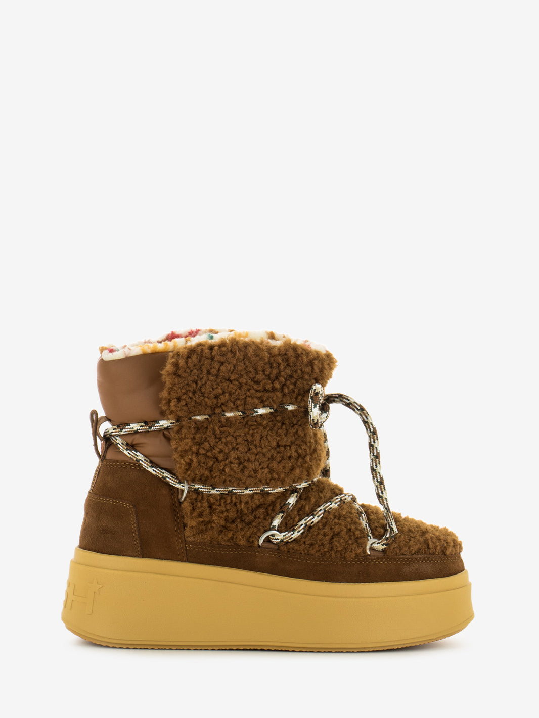 Tronchetto Moboo suede e teddy amber