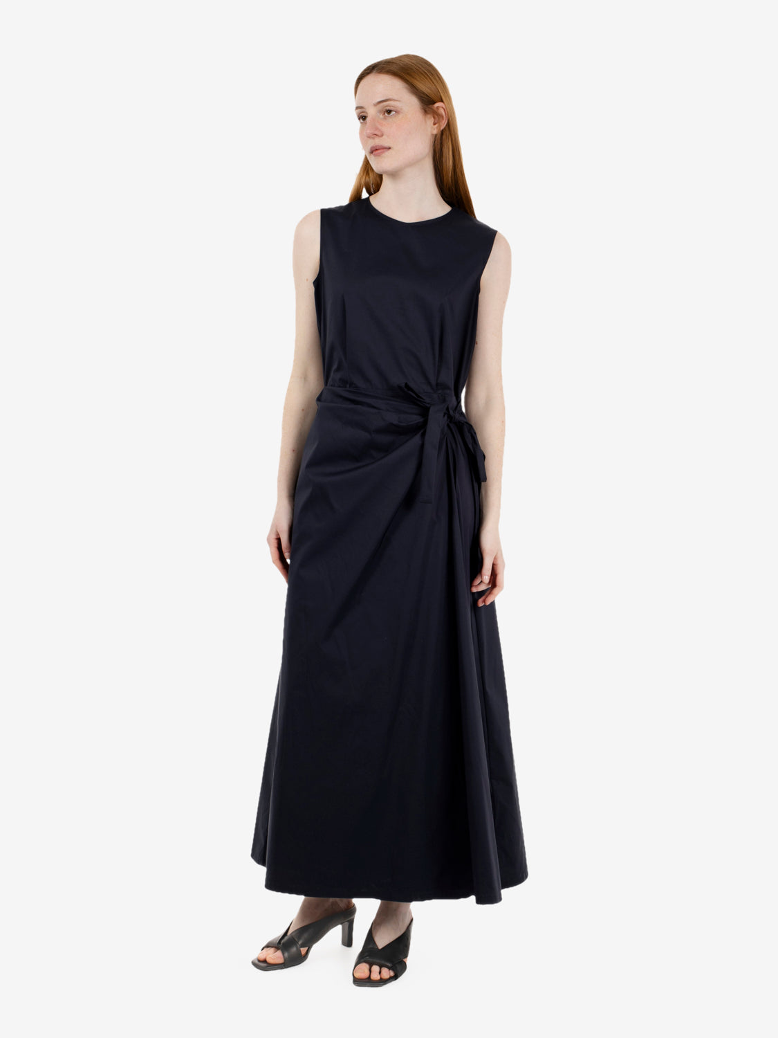 Navy poplin maxi dress