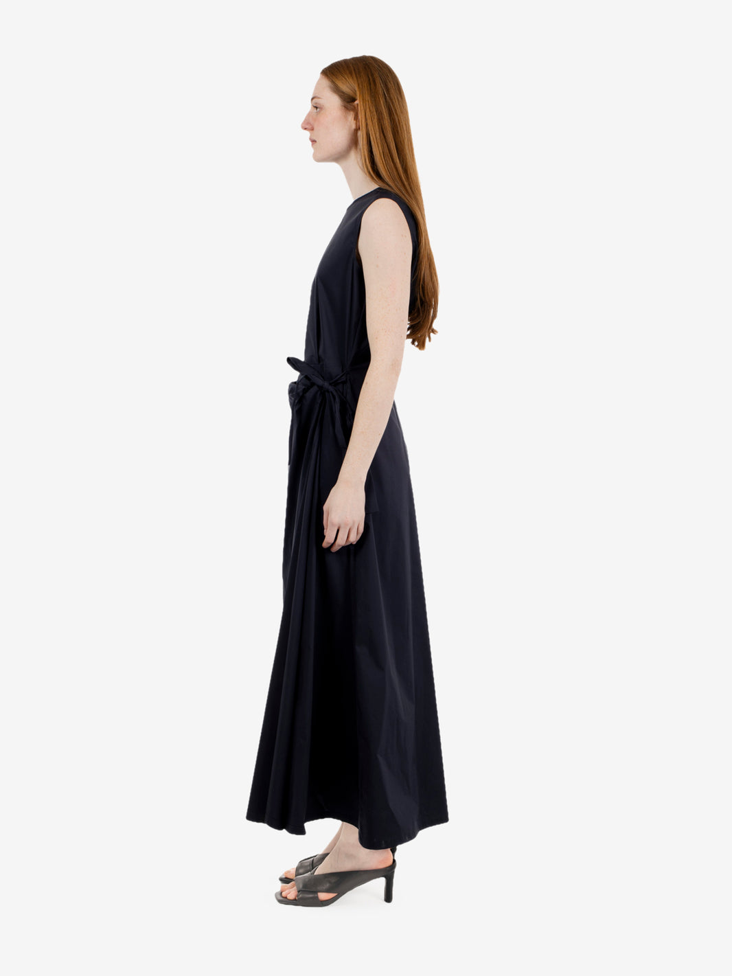 Navy poplin maxi dress