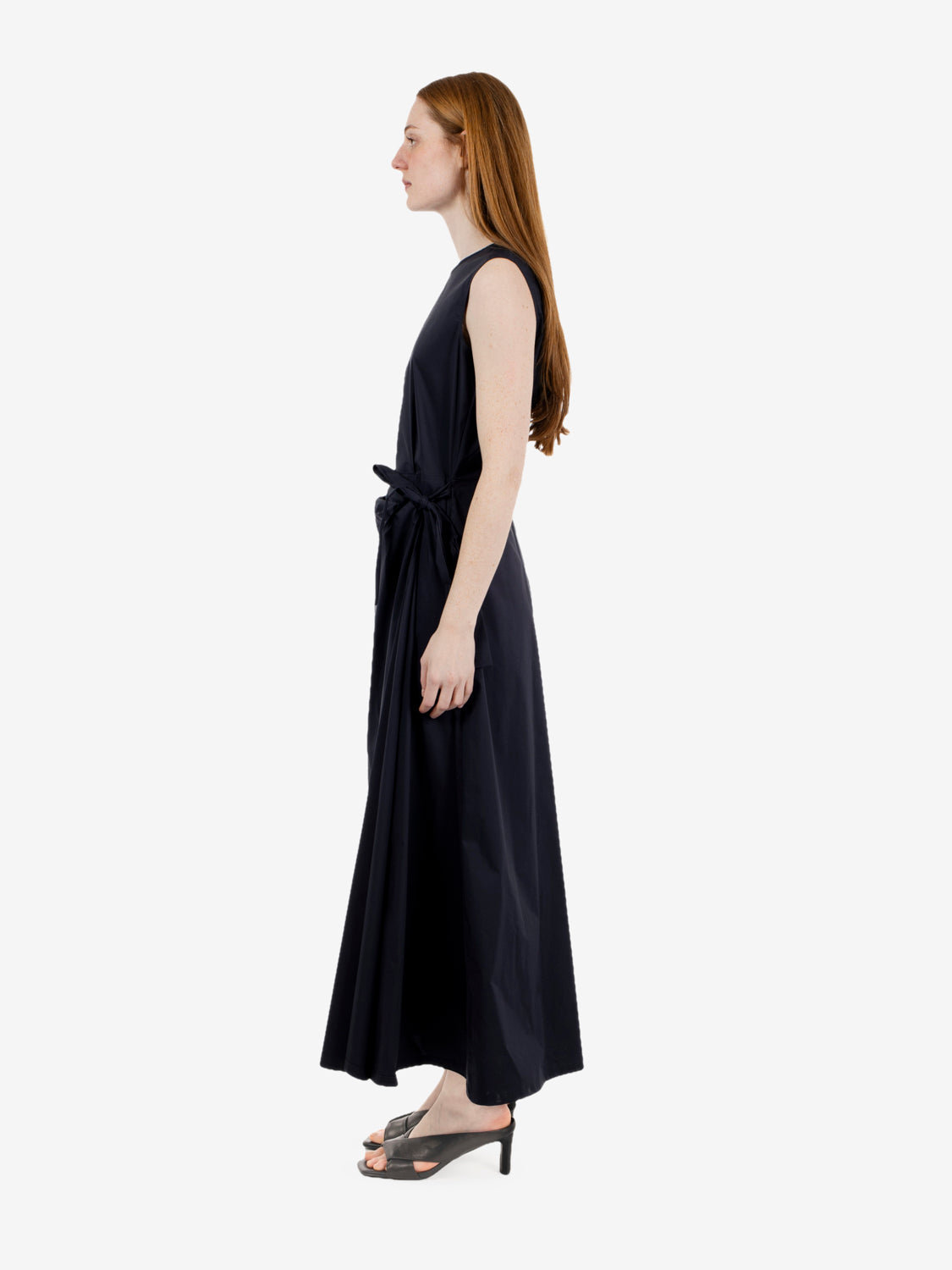 Navy poplin maxi dress
