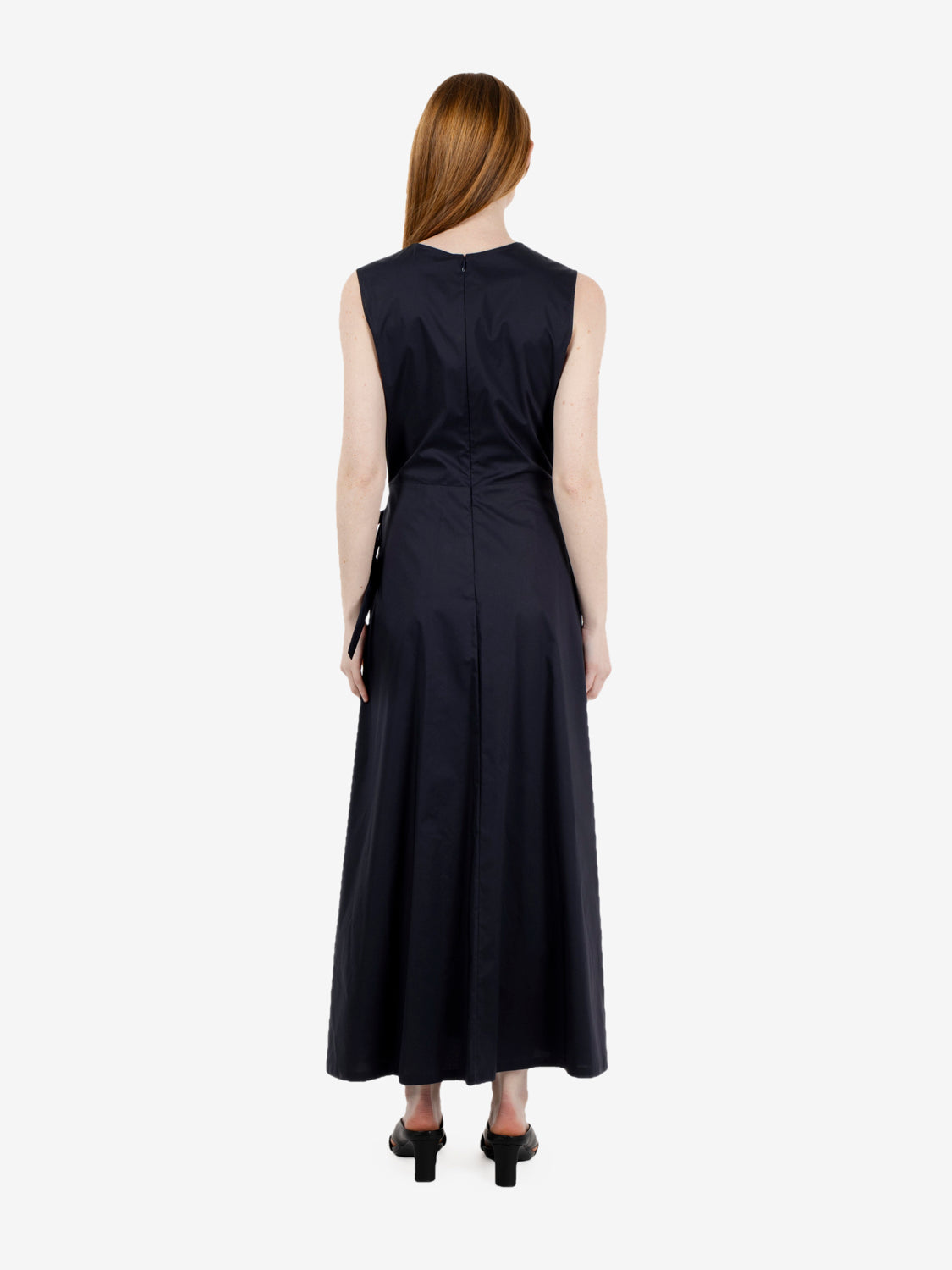 Navy poplin maxi dress