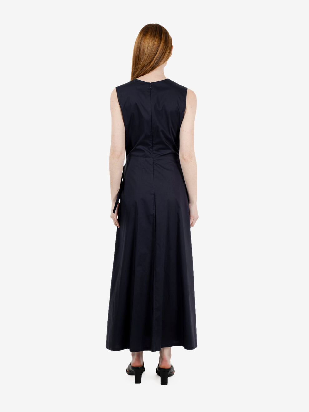 Navy poplin maxi dress