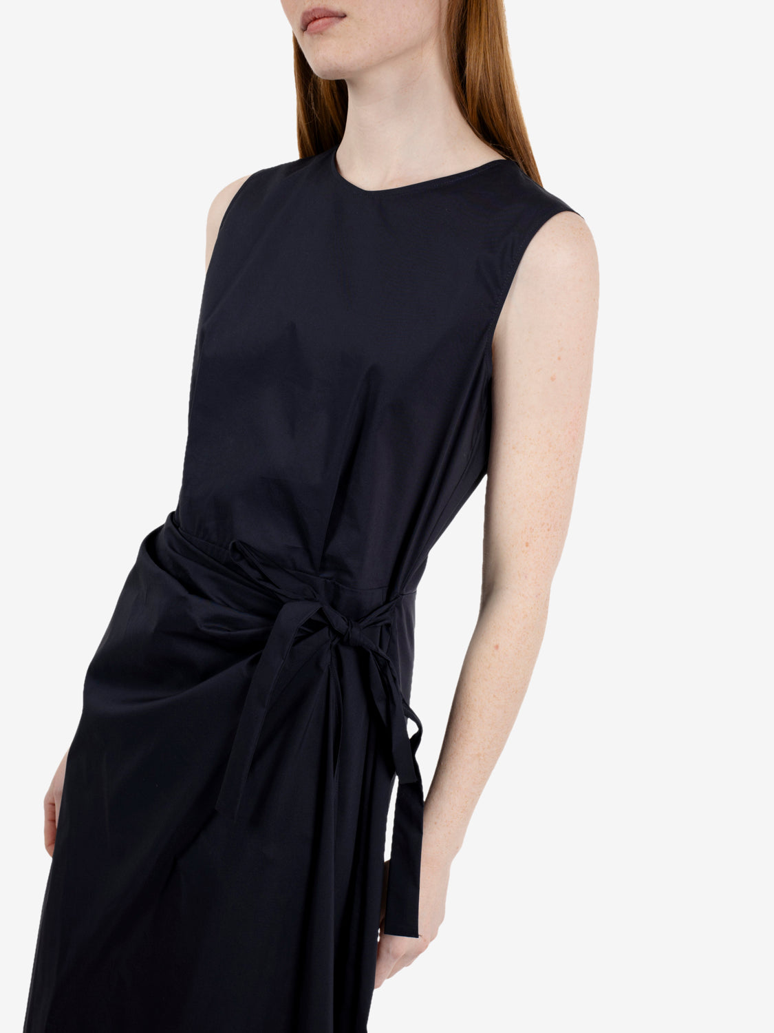 Navy poplin maxi dress