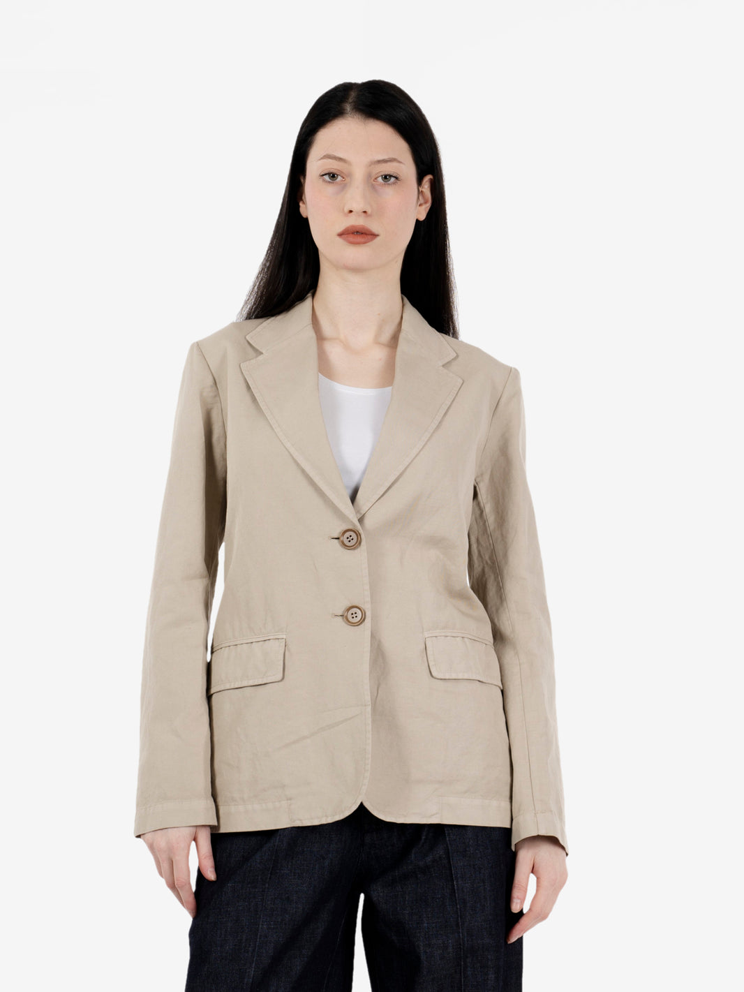 Blazer decostruito in misto cotone beige