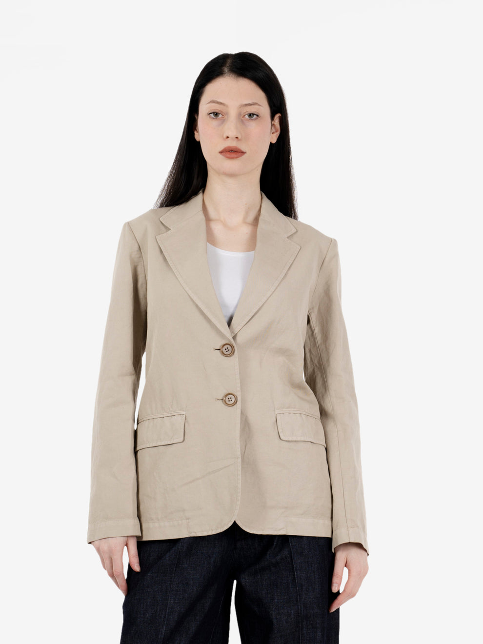 Deconstructed beige cotton-blend blazer