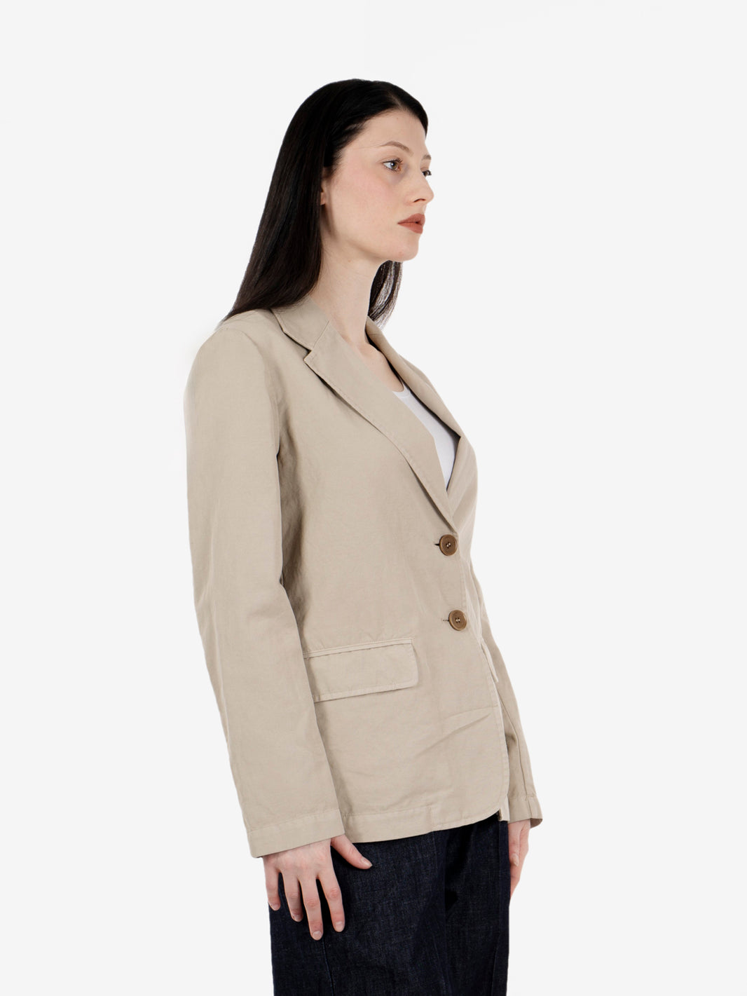 Blazer decostruito in misto cotone beige