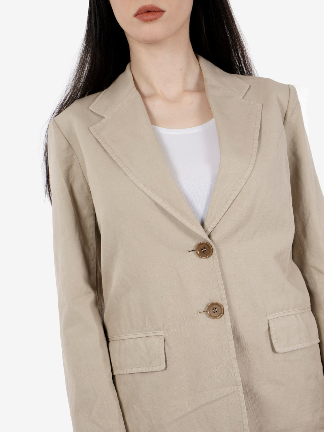 Deconstructed beige cotton-blend blazer