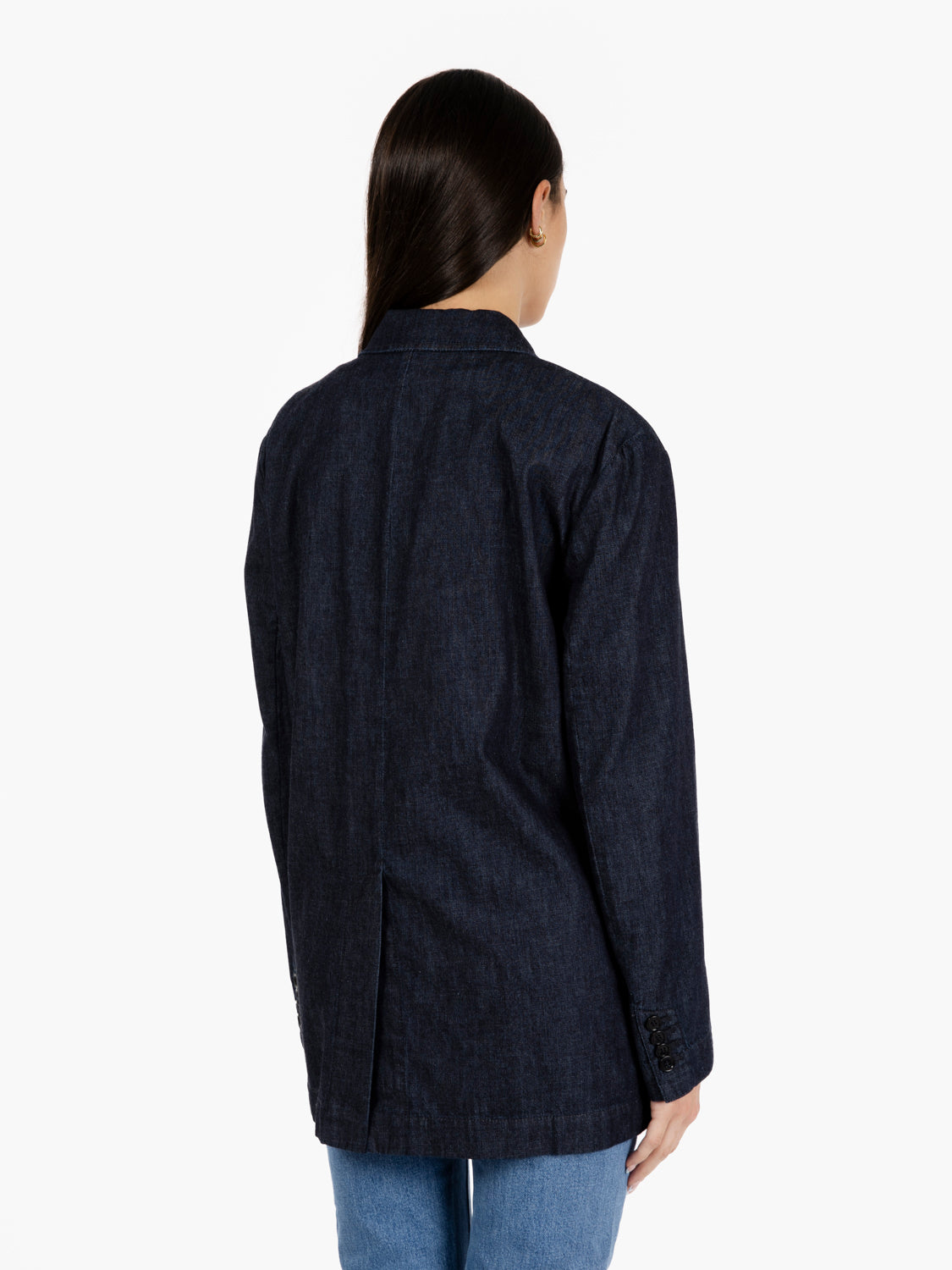 Blazer lungo doppiopetto denim