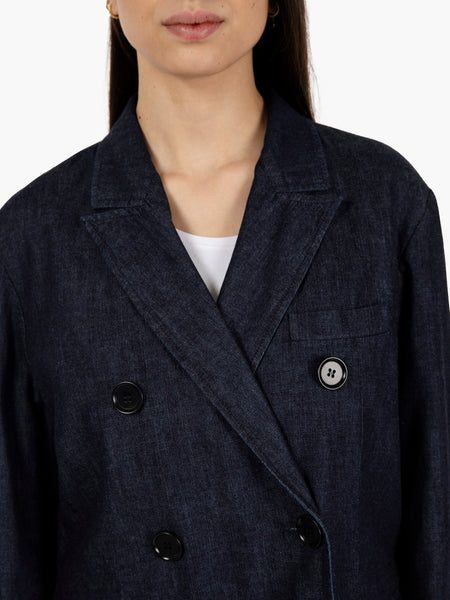 Blazer lungo doppiopetto denim