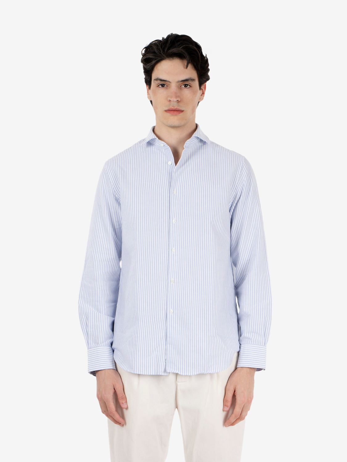 Camicia a righe azzurra