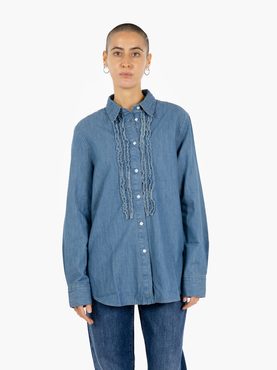 Camicia denim con rouges blu