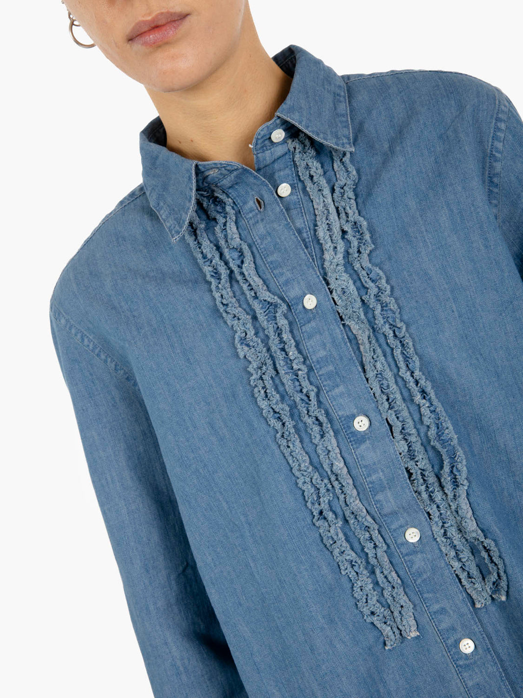 Camicia denim con rouges blu