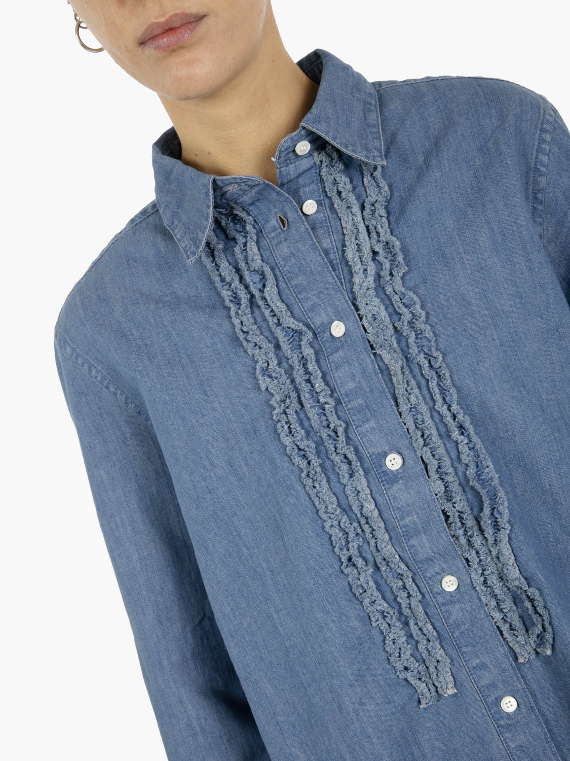 Camicia denim con rouges blu