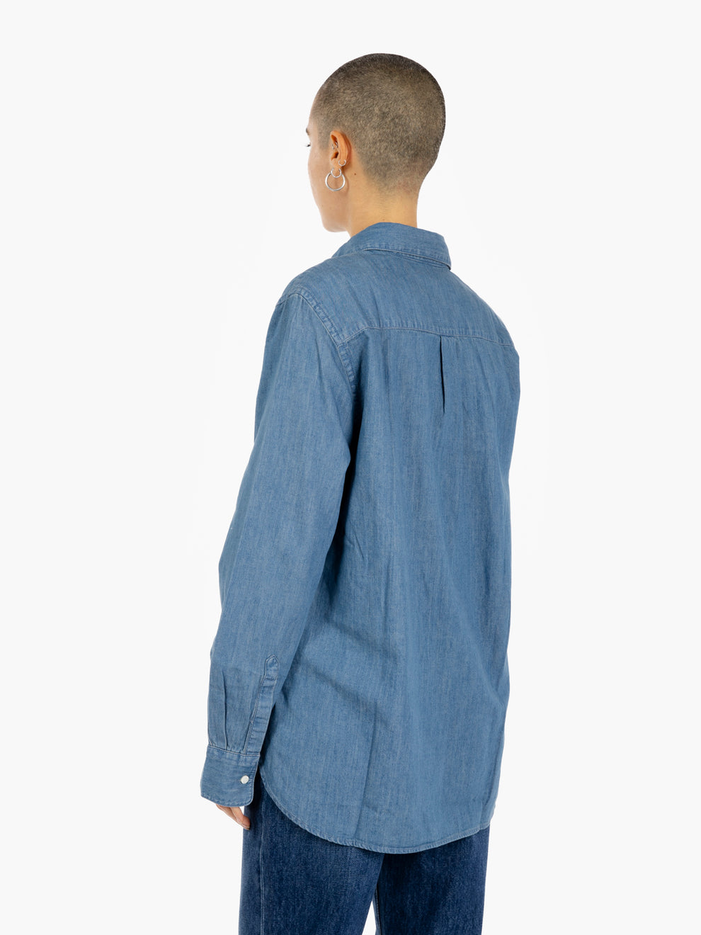 Camicia denim con rouges blu