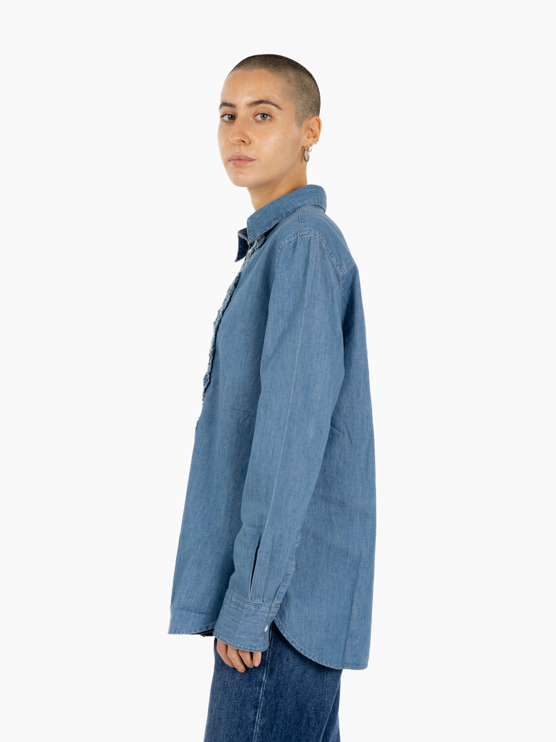 Camicia denim con rouges blu